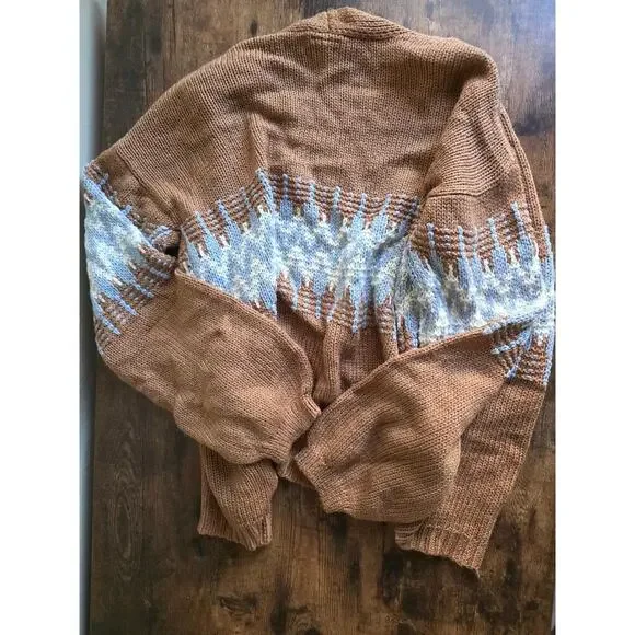 Rue21 Brown Southwestern Knit Cardigan – Cozy Open Front Boho Sweater - Picture 4 of 5